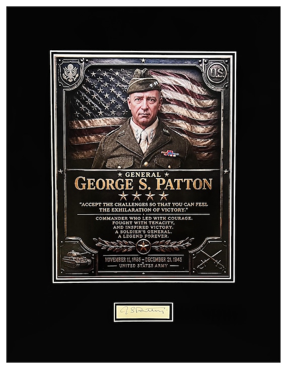General George S. Patton Signature Cut Museum Framed Ready to Display