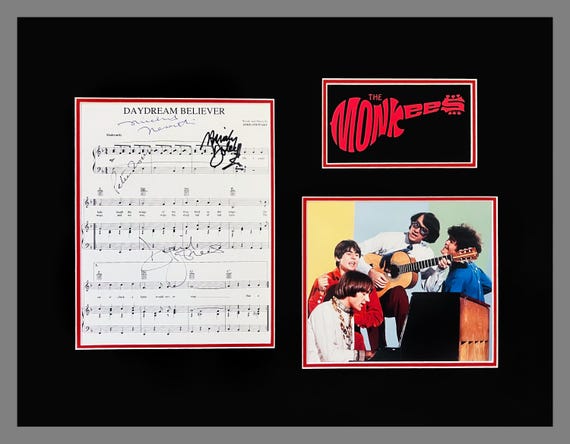 The Monkees Signed Sheet Music Museum Framed Ready to Display