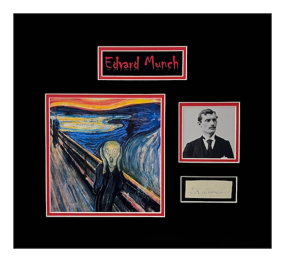 Edvard Munch Signature Document Cut Museum Framed Ready to Display