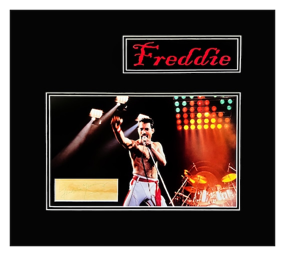 Freddie Mercury Signed Autograph Book Page Cut Museum Framed Ready to Display
