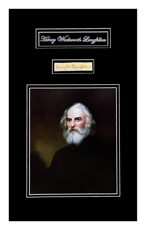 Henry Wadsworth Longfellow Signature Cut Custom Museum Framed Ready to Display