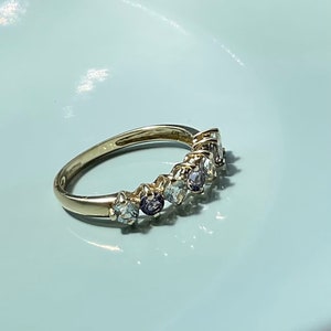 Vintage Blue Tourmaline and Tanzanite 9carat Gold Ring, Birmingham 2004: October December Birthstones