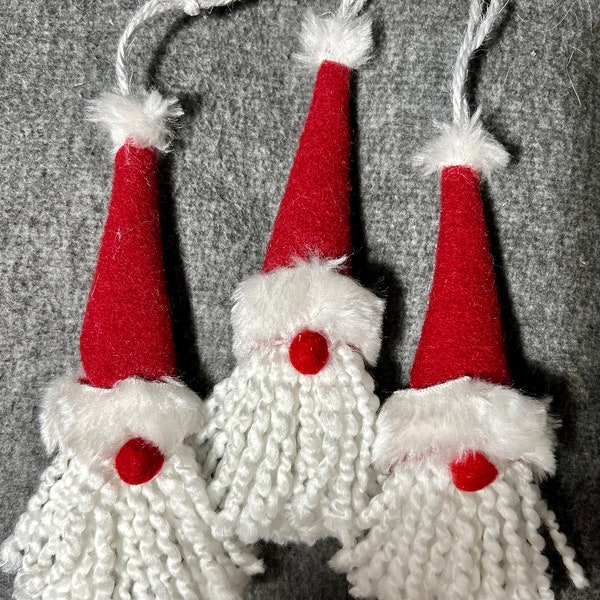 Yarn Santa Ornament Etsy