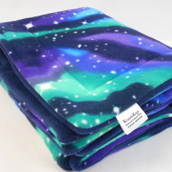 Cosmic Pattern-Ten Standard and Custom Sizes-DELUXE Fleece Cage Liners, Cuddle Sacks, Beds and Lofts, Six Piece Accessory set