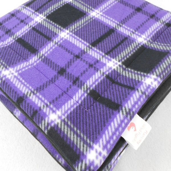 NEW!  Purple Plaid-Fleece Liners, Pads, Cuddle Sacks, Beds, Lofts, Six Piece Accessory Sets-Custom Sizes- for Guinea Pigs, Hedgehogs