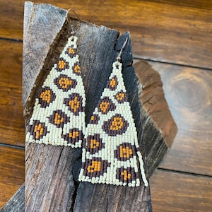 Jaguar Patterned Long Beaded Earrings