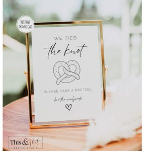 We Tied The Knot Pretzel Bar Sign | Printable Wedding Late Night Snack Sign | Soft Pretzel Bar Wedding Printable Sign | Digital Download
