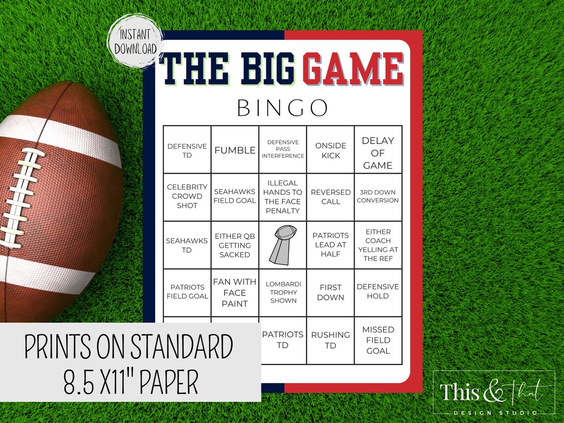 The BIG Game Bingo 10 Cards | Watch Party Game | Championship Football ...