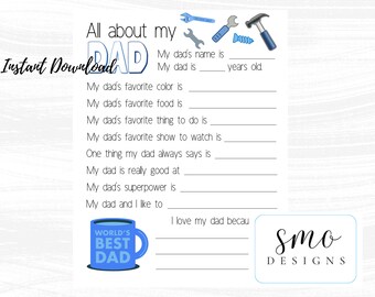 Father's Day Kids Interview Template - Etsy