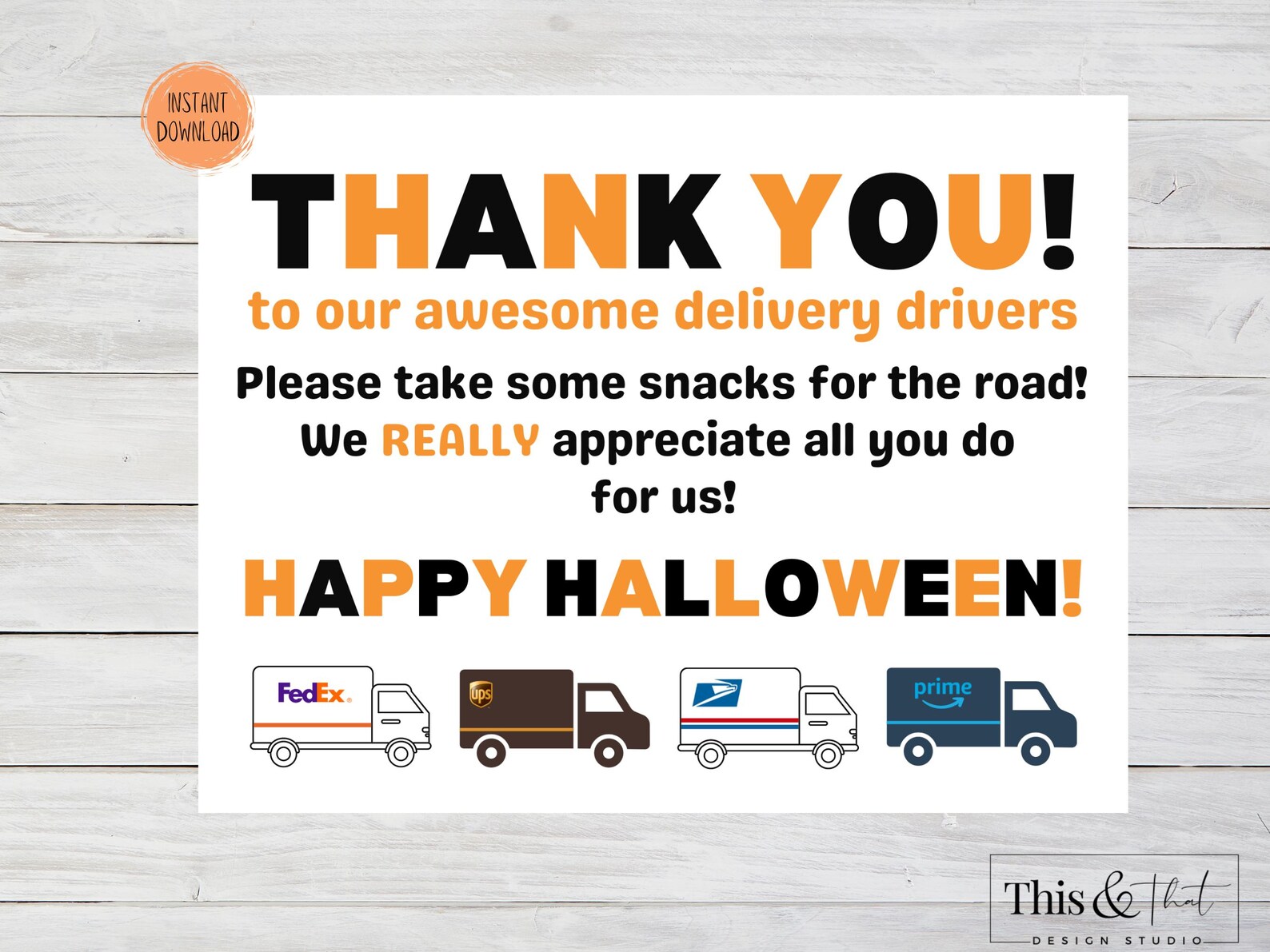 Halloween Driver Thank You Snack &amp; Drink Sign | Halloween Sign ...