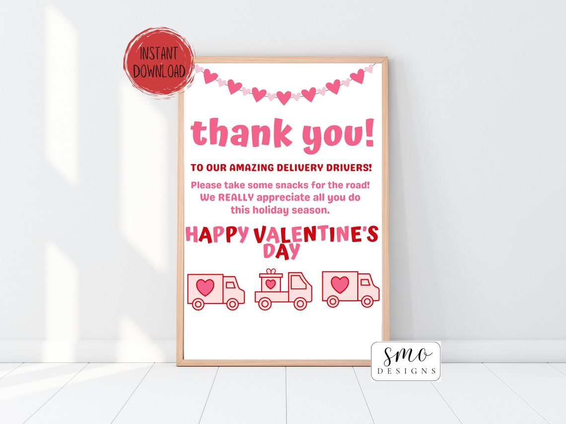 Delivery Driver Thank You Snack & Drink Sign Mail Deliveries Printable ...