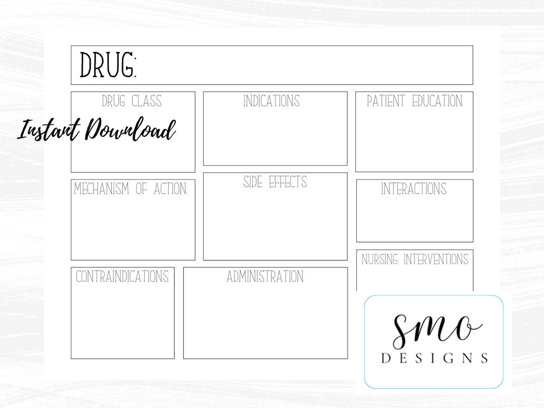 Pharmacology Nursing Template Drug Study Guide Med-surg Cheat Sheet ...