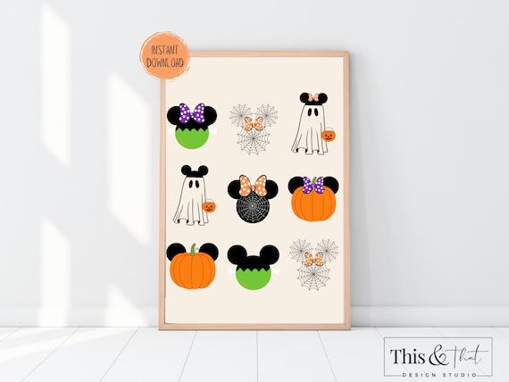 Halloween Mickey Minnie Printable Decor | Spooky Mickey Wall Art Print | Spiderweb Mickey Mouse Halloween Printable | Digital Download
