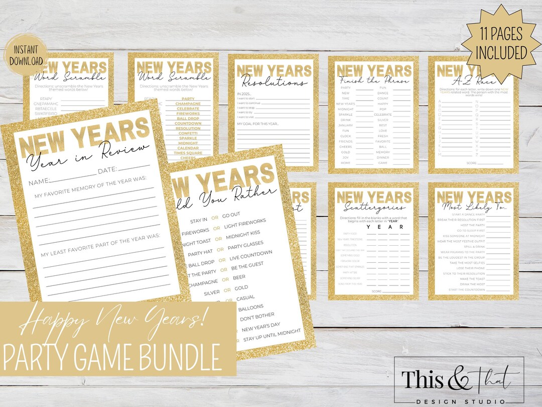 10 Pages BUNDLE New Years Eve Party Game Printable | New Years Party ...