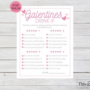 Galentine&#39;s Day Drinking Game Printable | Galentine&#39;s Drink If Printable | Valentine&#39;s Day Drinking Alcohol Adult Game | Digital Download