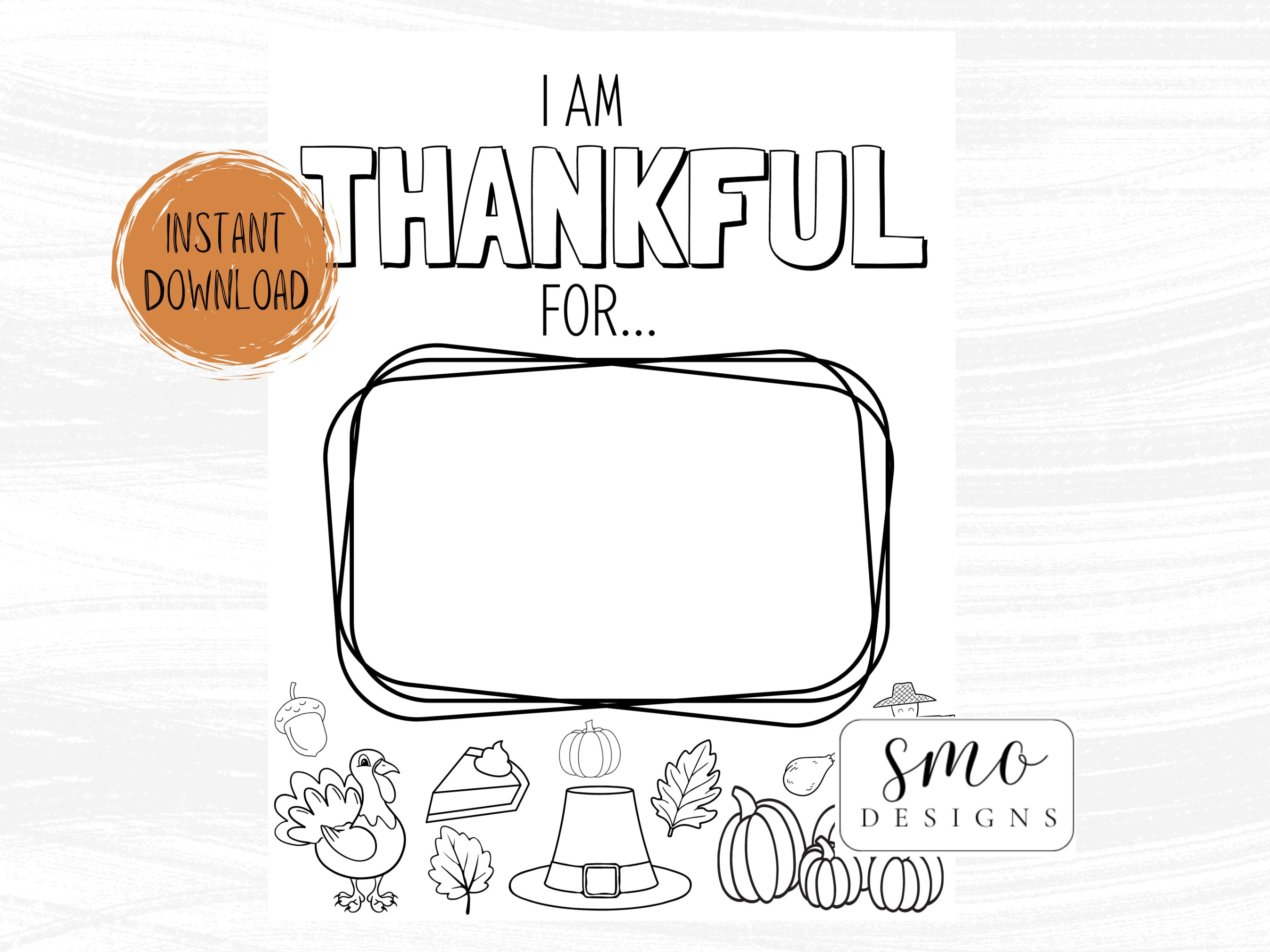 Thanksgiving Printable Template Thankful Instant Download Kid Coloring Thanksgiving Printable Template Thankful Instant Download Kid Coloring