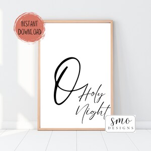 O heilige nacht woorden afdrukbaar | Wanddecoratie | Kerst afdrukbaar teken | Vakantie kunst aan de muur | Feestelijk vakantiedecor | Kerst digitale download