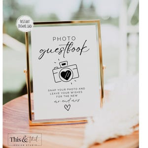 Photo Guestbook Printable Guest Book Sign | Printable Wedding Guest Book Sign | Well Wishes Printable Newlywed Wedding Sign|Digital Download