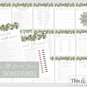 A Merry Little Bridal Shower Bundle | Christmas Wedding Bridal Shower Printable Games | 20+ Printable Wedding Games | Digital Download