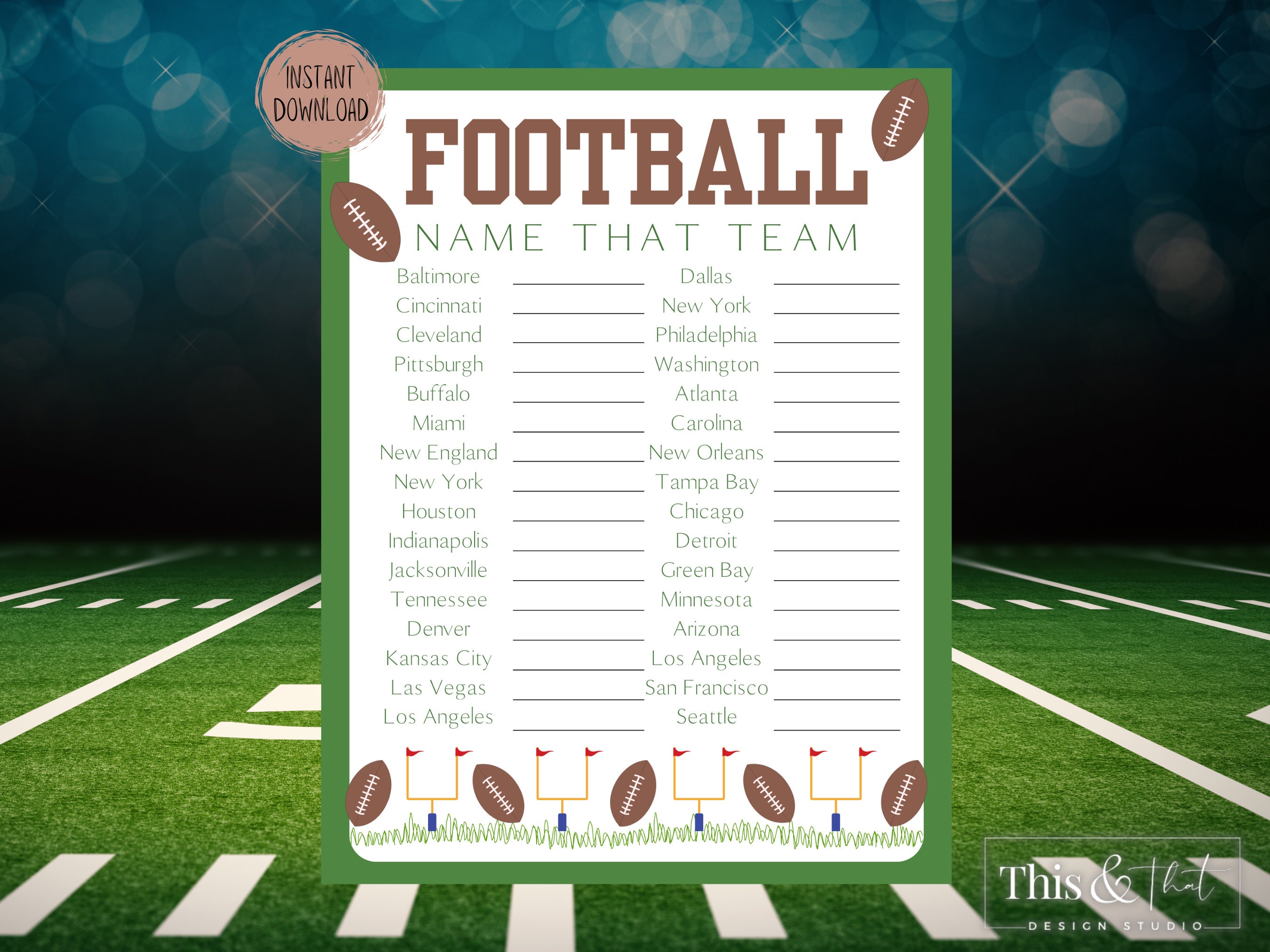 Football Printable Party Game Bundle | Super Bowl Party Games ...