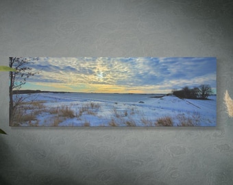 Réimpression photo sur toile tendue d'un art mural mat coucher de soleil dans l'ouest du Dakota du Nord, décoration de réimpression photographique, décoration d'intérieur, art de bureau