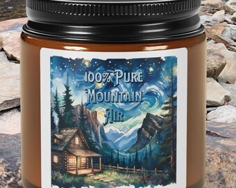 Bougie parfumée aquarelle montagne, cadeau pour les vacances, décoration de cabine, bougie de relaxation, bougie d'aromathérapie