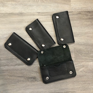Cartera de cuero estilo motociclista negro o marrón, cartera larga para hombre de doble presión 3/4, cartera de bolsillo trasero con ojal para regalo de cadena para él