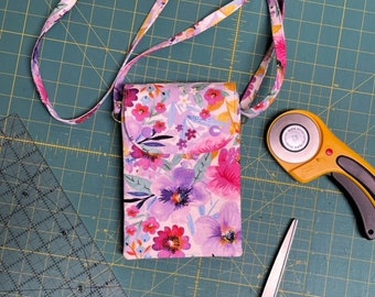 Phone Purse Crossbody, Pick Your Fabric Phone Crossbody, Small Zippered Crossbody Bag or Wristlet, Galaxy Crossbody Purse or Belt Pouch Gift