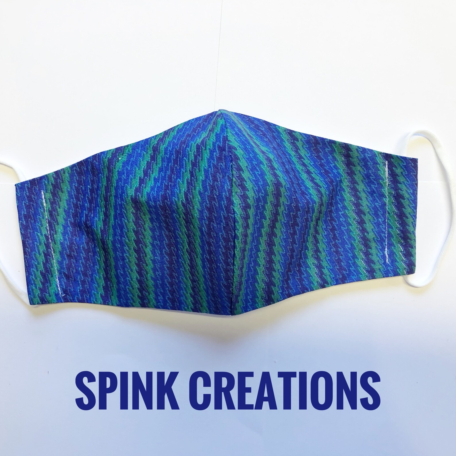 Boys Blue Green Print Fitted Face Mask Kids Blue Face Mask Etsy