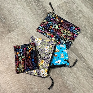 Handmade Small Fabric Zipper Pouch Keychain Coin Pouch, Little Change Zipper Bag for Purse, Ear Buds Jewelry Case Change Purse Matching Set