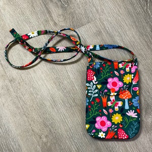 Handmade Fabric Cell Phone Purse Double Pouch Crossbody Bag With ...