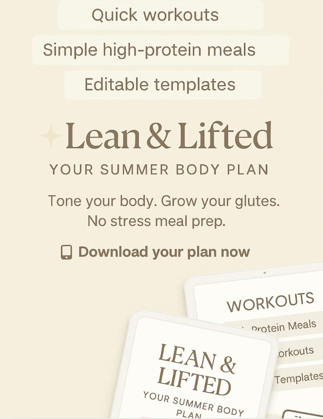LEAN & LIFTED Program for Glute Growth and Flat Abs (workouts and Meals ...