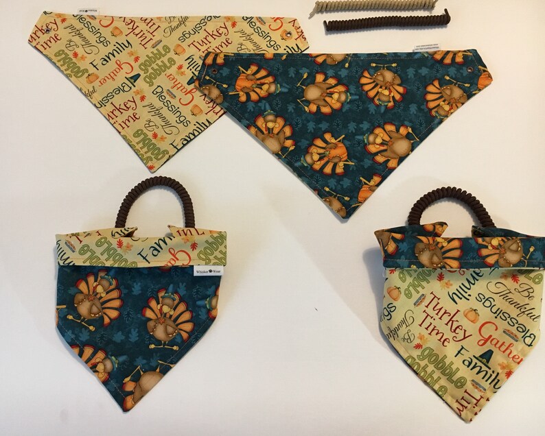 reversible pet bandanas~pet bandanas~thanksgiving~dog pet wear holiday wear
