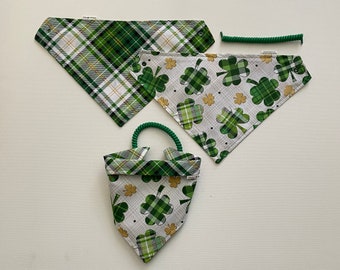 Scottish Plaid Cat Dog Green Bow Scrunchies Christmas St Patricks Dogwear Petwear Neckwear 