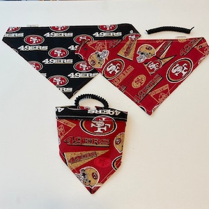 San Francisco football fabric, reversible custom pet bandana, sizes XS-XL, dog bandana, pet scarf, dog scarf, pet clothing, football