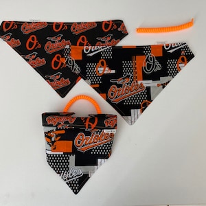 Baltimore baseball fabric, reversible custom pet bandana, sizes XS-XL, dog bandana, pet scarf, pet wear, orioles baseball