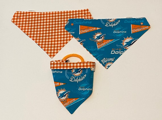 Miami Dolphins Dog Bandana - Team Logo Bandana In 5 Sizes (XS To XL)