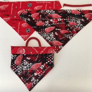 Detroit hockey fabric, reversible custom pet bandanas, All sizes XS-XL, dog bandana, dog scarf, pet scarf, hockey, pet wear