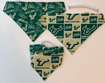 South Florida football fabric, reversible custom pet bandanas, dog bandana, dog scarf, pet scarf, college football, pet clothing
