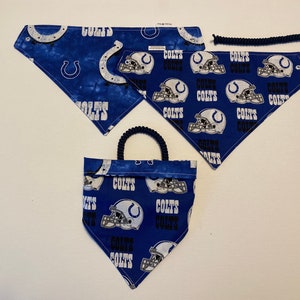 Indianapolis football fabric, reversible custom pet bandana, sizes XS-XL, pet scarf, dog scarf, dog bandana, pet clothing, pet attire