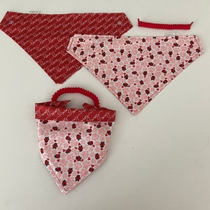 Valentines Day Pet Bandanas,Handmade,Reversible,Washable,CurlyLace,XS-XL