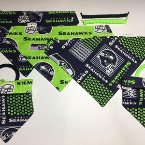 Seattle football fabric, reversible custom pet bandana, sizes XS-XL dog scarf, dog bandana, pet scarf, pet clothing, pet attire