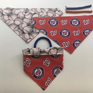 washington nationals fabric, reversible custom pet bandana dog scarf, pet scarf, dog bandana, pet clothing, pet attire, baseball bandana