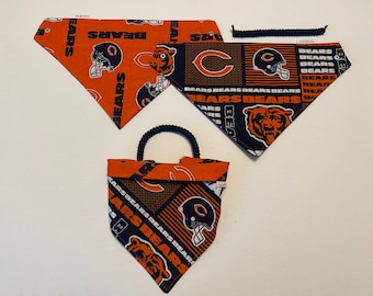 Chicago football fabric, reversible custom pet bandana, Sizes XS-XL, no tie, no collar, dog scarf, pet scarf, dog bandana, pet clothing