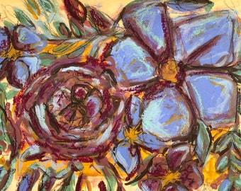 Abstract floral painting, flowers, floral art print, flower painting, mixed media on paper, modern art, bedroom decor, wall art, gift art