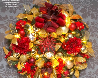 Christmas Wreath 24 in. Creation unique and original -door decoration-quality material and very stocked.