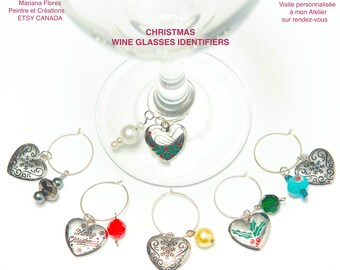 Christmas wine glasses identifiers 6 pieces Identify your glasses  1 in stock  © - Copyright MarianArtCréations 2023 -2024