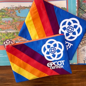 Retro EPCOT Center 80s Zipper Pouch // Vintage Epcot Bag // Disney Parks Small Bag