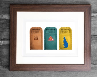 Disney papperskorgen Trio Print // Disney Theme Park Art