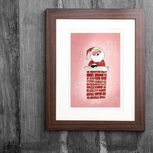 Vintage Santa Christmas Print // Mid Century Inspired Christmas Art